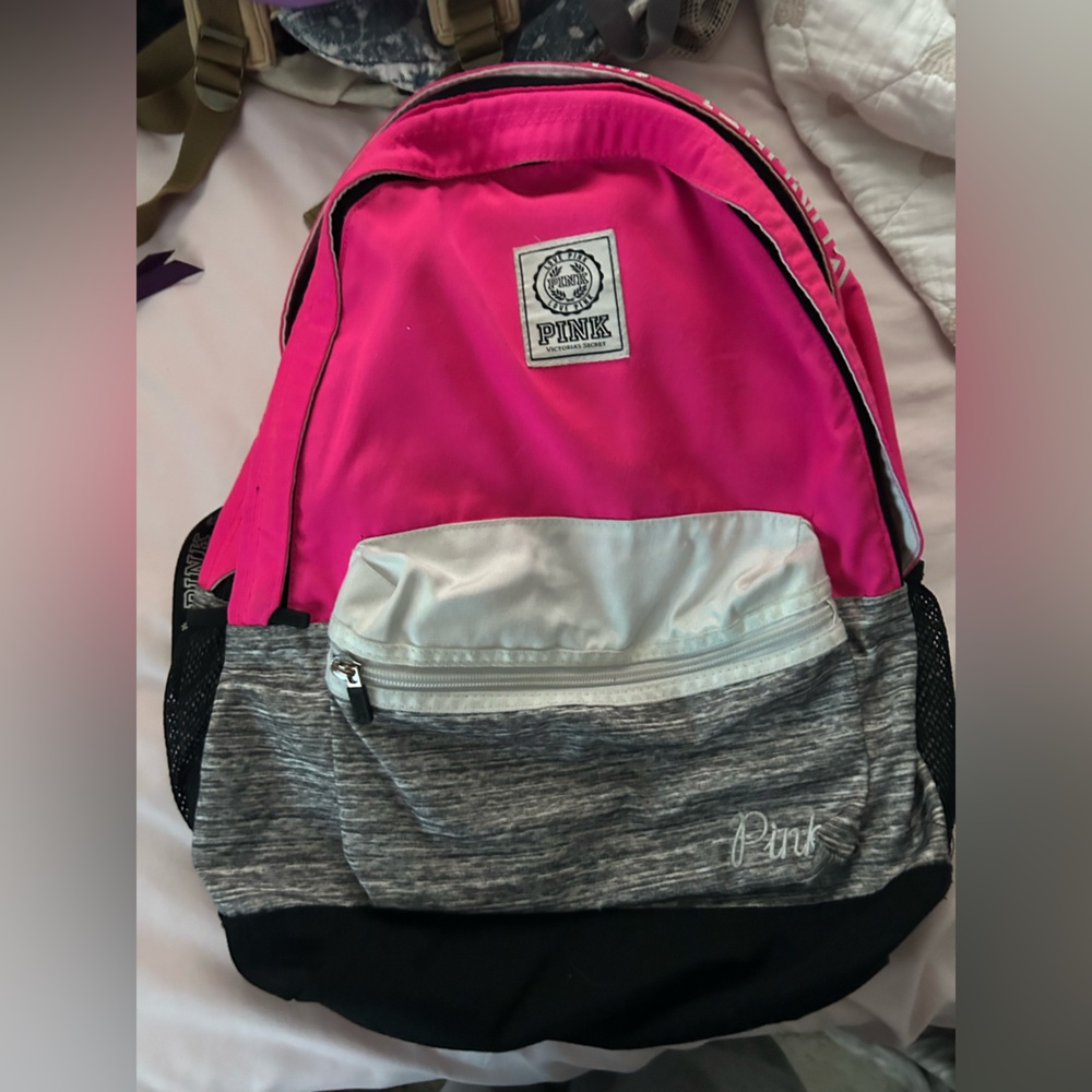 PINK Victoria's Secret Pink and Gray Backpack